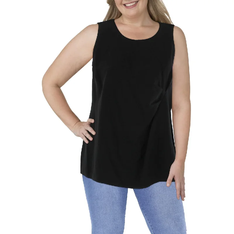 Women's Tank Tops with Front Knot Detail -REBEL WILSON X ANGELS Womens Plus Ruched Side Zipper Tank Top Women's Tank Tops with Front Knot Detail -REBEL WILSON X ANGELS Womens Plus Ruched Side Zipper Tank Top