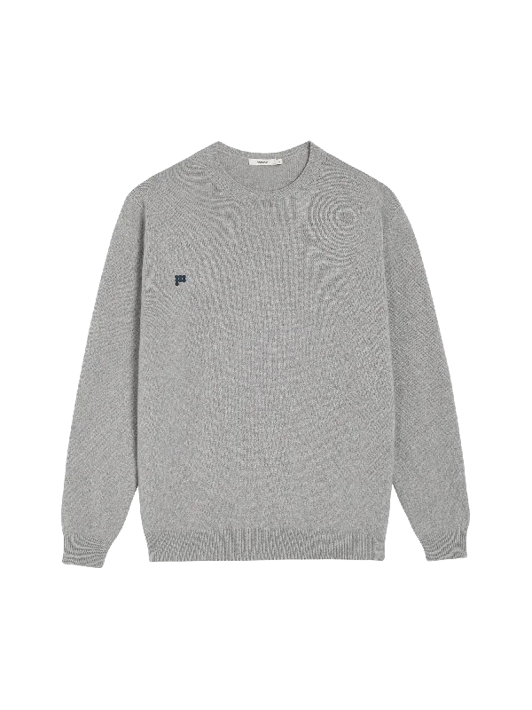 Women's Knit Sweater for Business Wear -Womens Recycled Cashmere Crewneck Sweatshirt—pale grey melange