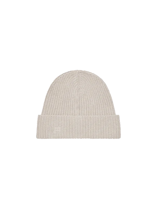 Women's Knit Sweater with Back Design -Recycled Cashmere Hat—oatmeal