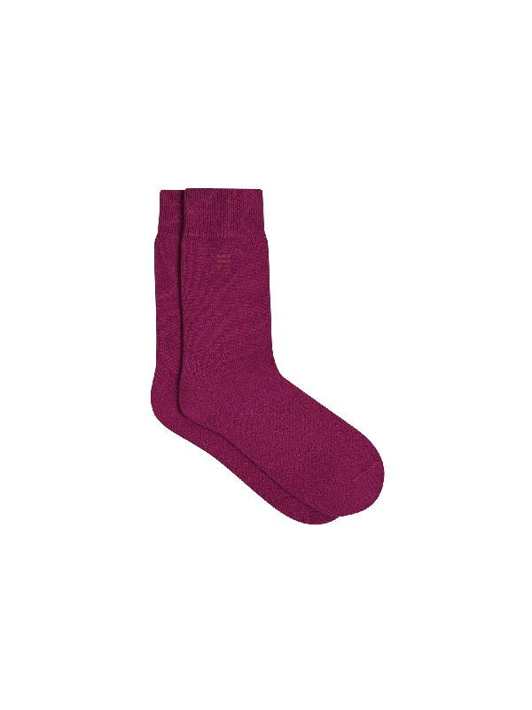 Comfortable Knit Tops-Womens Recycled Cashmere Socks—plum purple