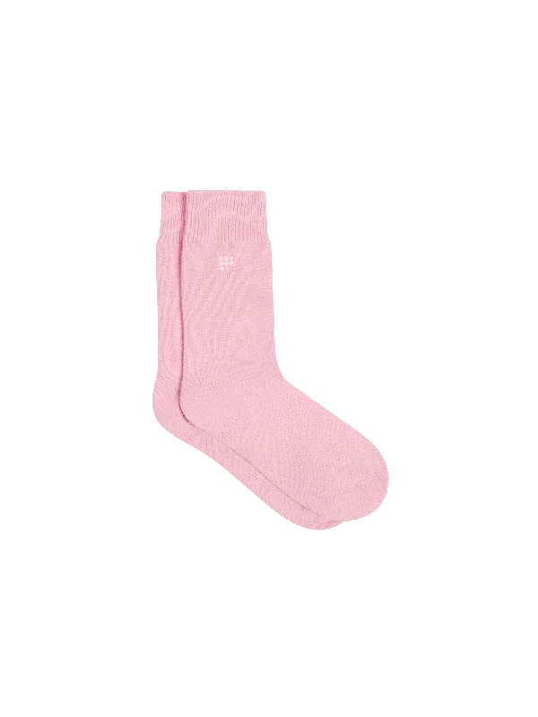 Knit Tops with Sleeves-Womens Recycled Cashmere Socks—sakura pink