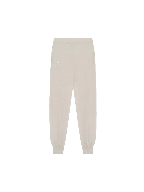 Women's Knit Sweater with Button-up Front -Womens Recycled Cashmere Track Pants—oatmeal