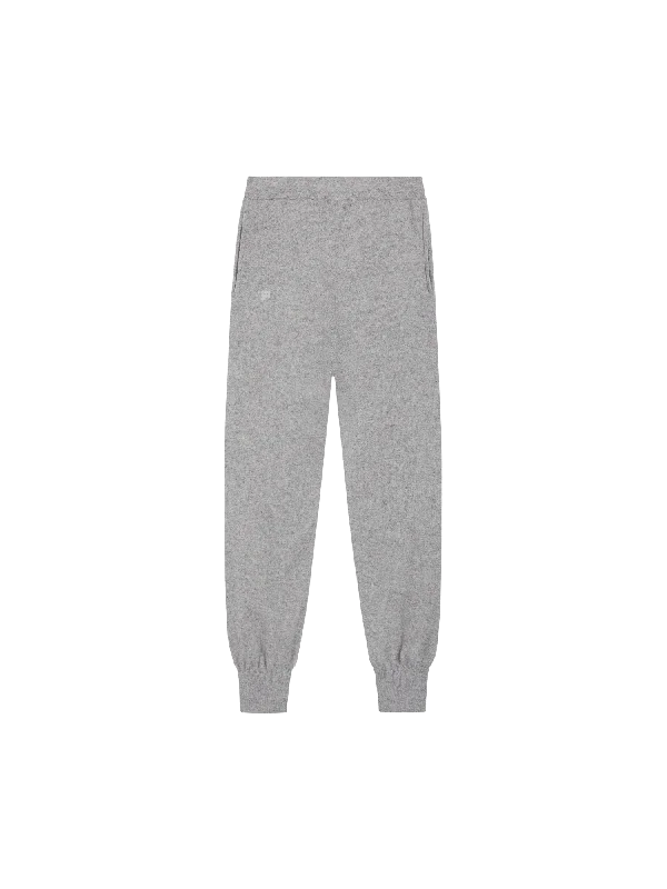 Women's Knit Sweater with Pleated Detail -Womens Recycled Cashmere Track Pants—pale grey melange Women's Knit Sweater with Pleated Detail -Womens Recycled Cashmere Track Pants—pale grey melange