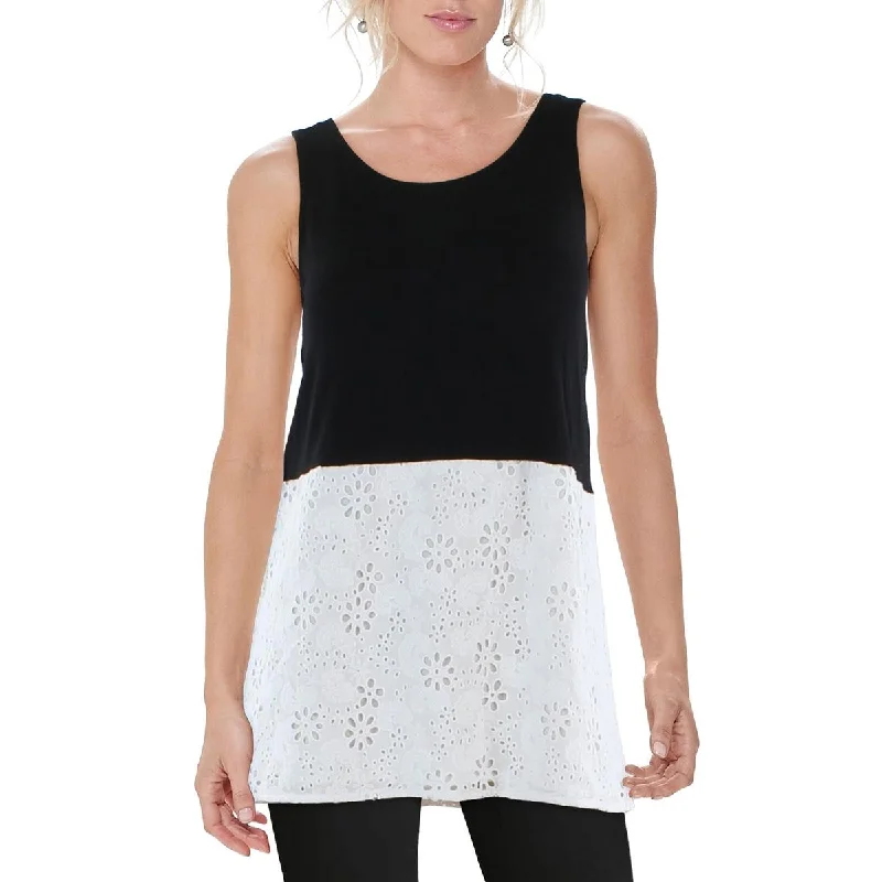 Women's Camis for Casual Layering -Refried Apparel Womens Eyelet Embroidered Tank Top