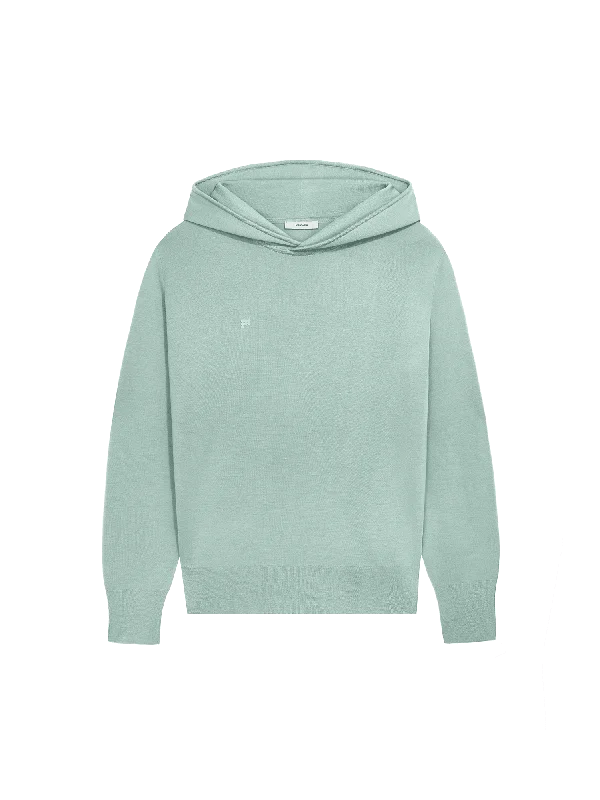 Women's Knit Sweater for Special Occasions -Womens Regenerative Merino Wool Hoodie—eucalyptus blue Women's Knit Sweater for Special Occasions -Womens Regenerative Merino Wool Hoodie—eucalyptus blue