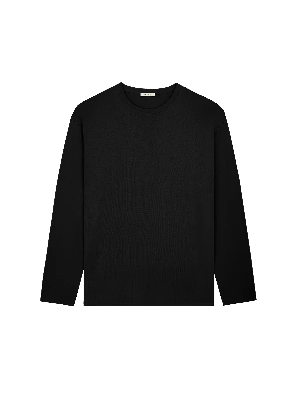 Women's Knit Sweater with Fringe Detail -Womens Regenerative Merino Wool Sweater—black Women's Knit Sweater with Fringe Detail -Womens Regenerative Merino Wool Sweater—black