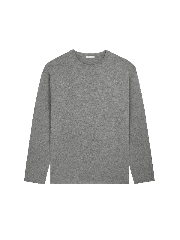 Women's Knitted Top with Puff Sleeves -Womens Regenerative Merino Wool Sweater—grey marl Women's Knitted Top with Puff Sleeves -Womens Regenerative Merino Wool Sweater—grey marl