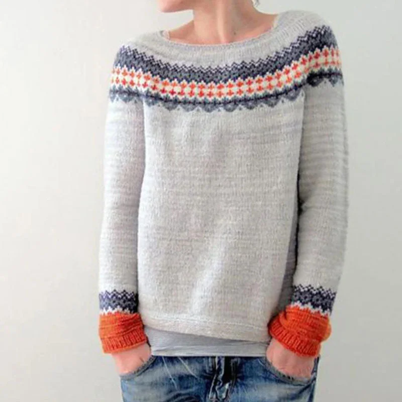 Women's Pullovers Sweater with Chunky Knit-Retro Nordic Fair Isle Geometric Pattern Crew Neck Pullover Christmas Sweater Women's Pullovers Sweater with Chunky Knit-Retro Nordic Fair Isle Geometric Pattern Crew Neck Pullover Christmas Sweater