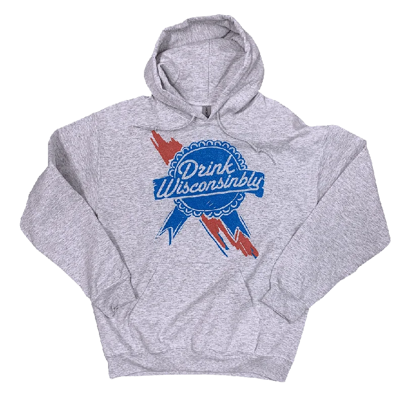 Women's Sweatshirts with Embroidered Logo -"Retro Ribbon" Hoodie