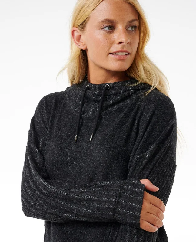 Women's Sweatshirts for Keeping Warm -Rip Curl Cosy Hooded Sweatshirt-Black Marle