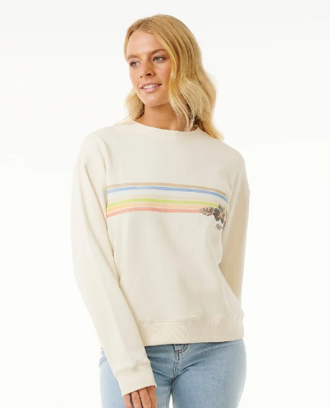 Women's Sweatshirts with Relaxed Fit -Rip Curl Hoffman Relaxed Crew Sweatshirt-Bone