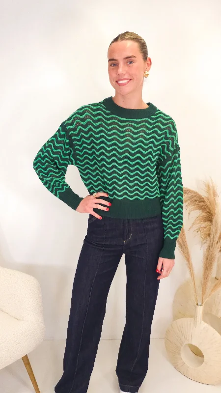 Women's Cardigan-style Knit Pullovers Sweater-Rita Green Knit