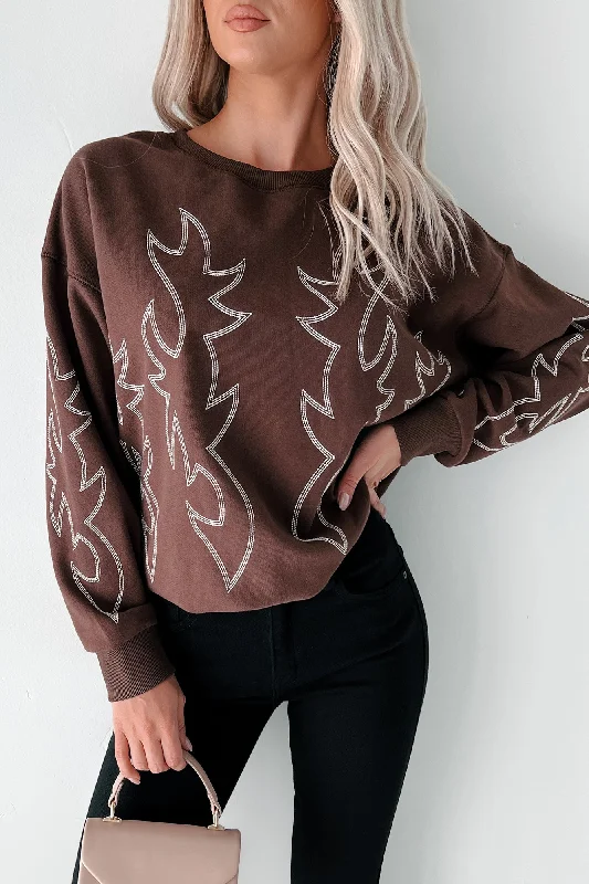 Women's Sweatshirts for Any Occasion -Rodeo Bandit Western Stitch Sweatshirt (Brown) - Ships by 11/8