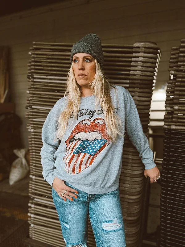 Women's Sweatshirts with Camo Print -Rolling Stones Tongue Sweatshirt