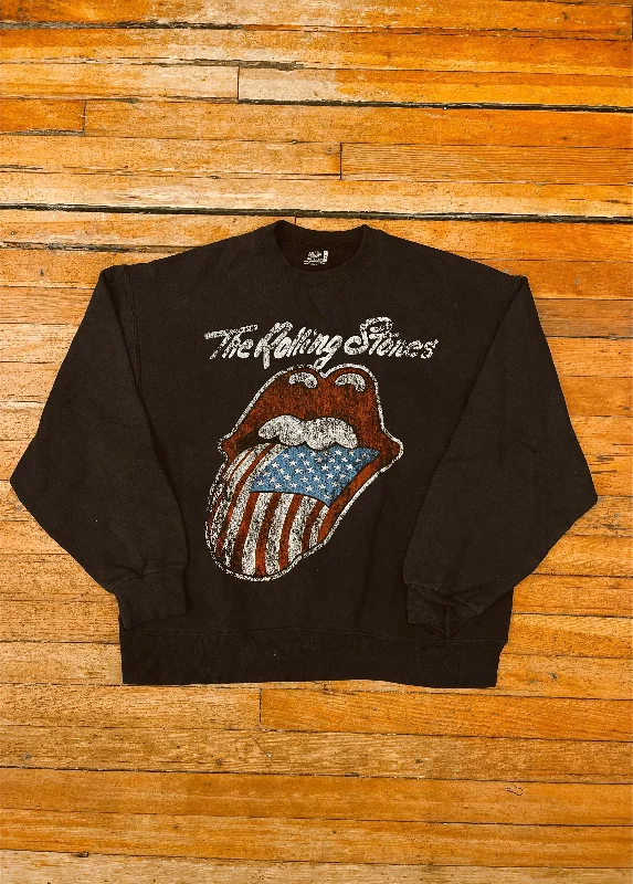 Women's Sweatshirts with Floral Embellishments -Rolling Stones Tongue Sweatshirt