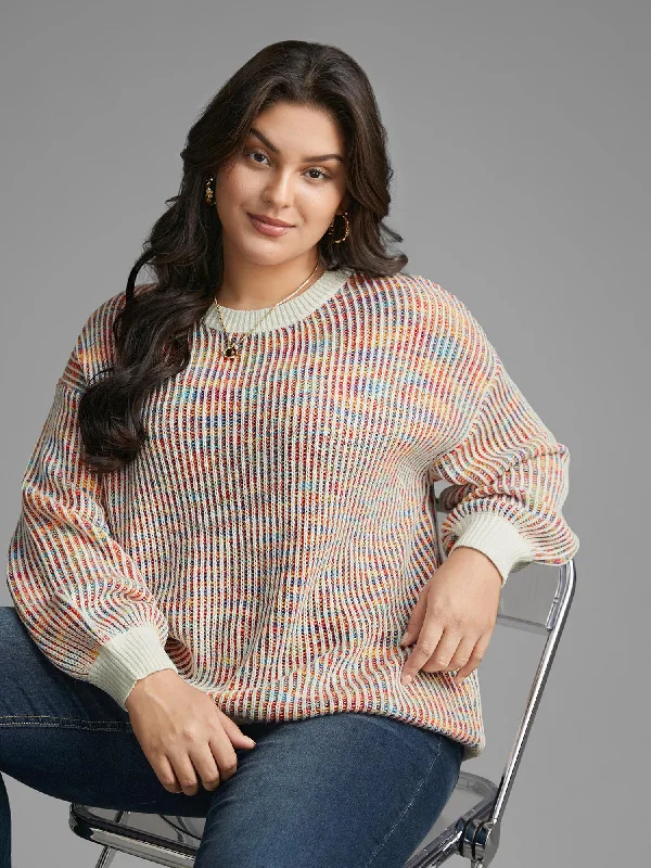 Women's Soft Wool Pullovers Sweater for Winter-Round Neck Texture Contrast Heather Pullover Women's Soft Wool Pullovers Sweater for Winter-Round Neck Texture Contrast Heather Pullover