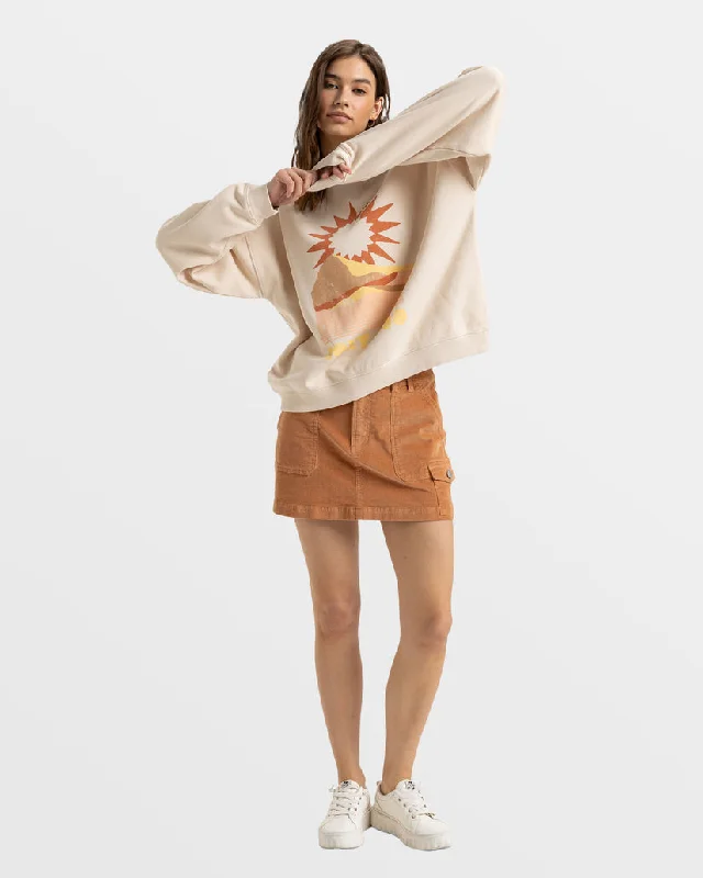 Women's Sweatshirts for a Minimalistic Look -Roxy Lineup Oversized Crew B Sweatshirt-Parchment