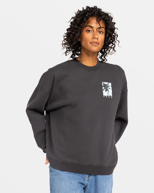 Women's Sweatshirts with Feminine Cut -Roxy Lineup Oversized Crew C Sweatshirt-Phantom