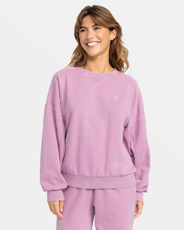 Women's Sweatshirts for Winter Morning Walks -Roxy Oasis Haze Sweatshirt-Mauve Orchid