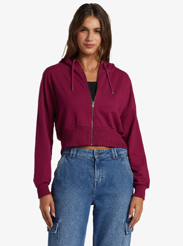 Women's Sweatshirts with Bold Pattern Design -Roxy Shorebreak Zip Hooded Sweatshirt-Raspberry Radiance