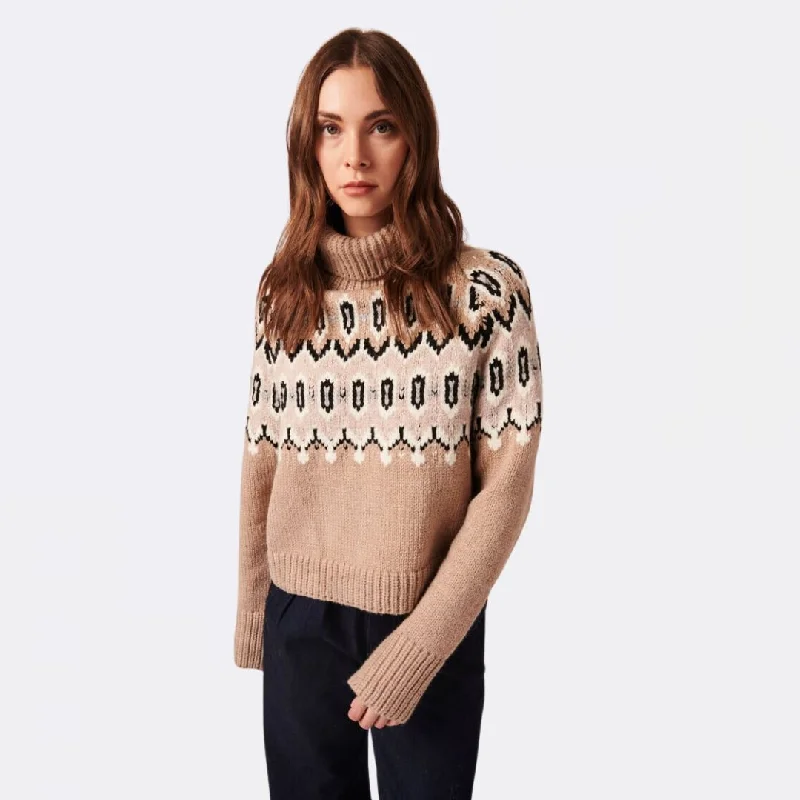 Knit Tops with Boxy Cut-Ruthie Turtleneck (Biscotti Fairisle)