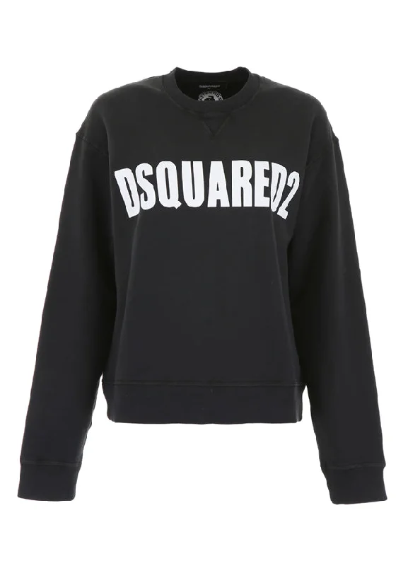 Women's Sweatshirts with Cotton Blend Fabric -DSQUARED2 Women's Fade Fluo Dyed Crewneck sweatshirt