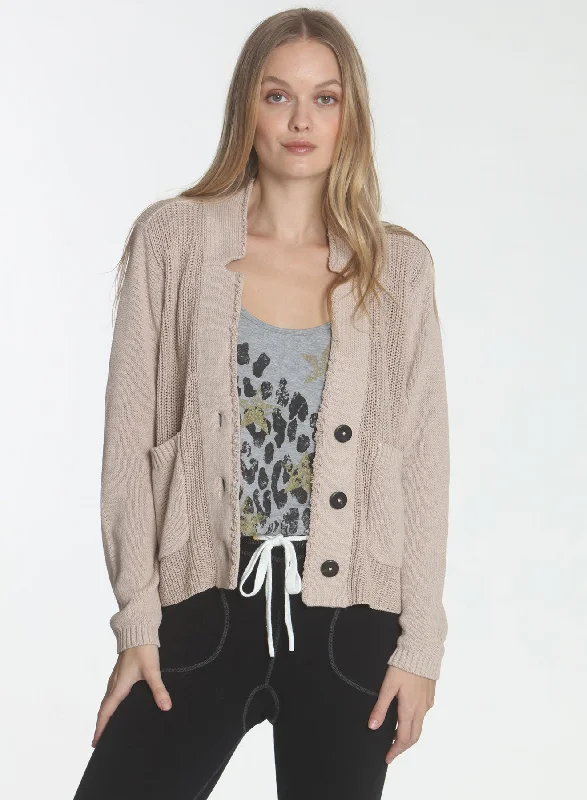 Women's Gold Button Blazers -Natalie Blazer - Sand