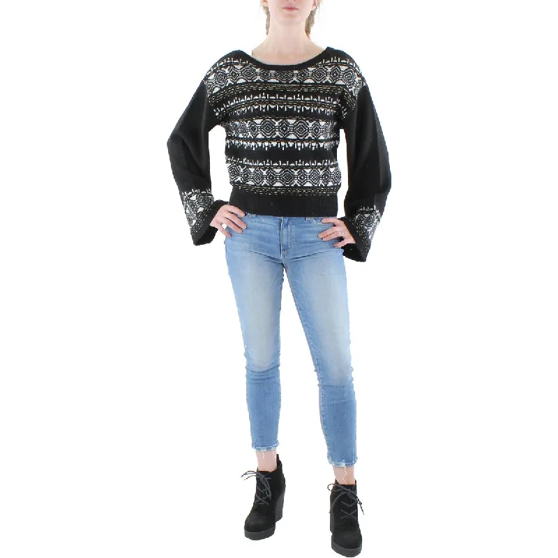 Women's Long Sleeve Pullovers Sweater with Pockets-Sam Edelman Womens Fair Isle Metallic Pullover Sweater Women's Long Sleeve Pullovers Sweater with Pockets-Sam Edelman Womens Fair Isle Metallic Pullover Sweater