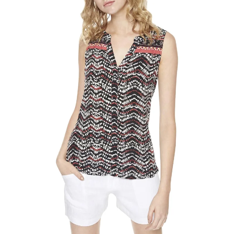 Women's Soft Cami Tank Tops for Relaxing -Sanctuary Womens Border Craft Printed Split Neck Tank Top