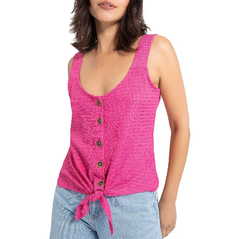 Women's Activewear Tank Tops for Gym -Sanctuary Womens Golden Hour Button-Down Tie Front Tank Top