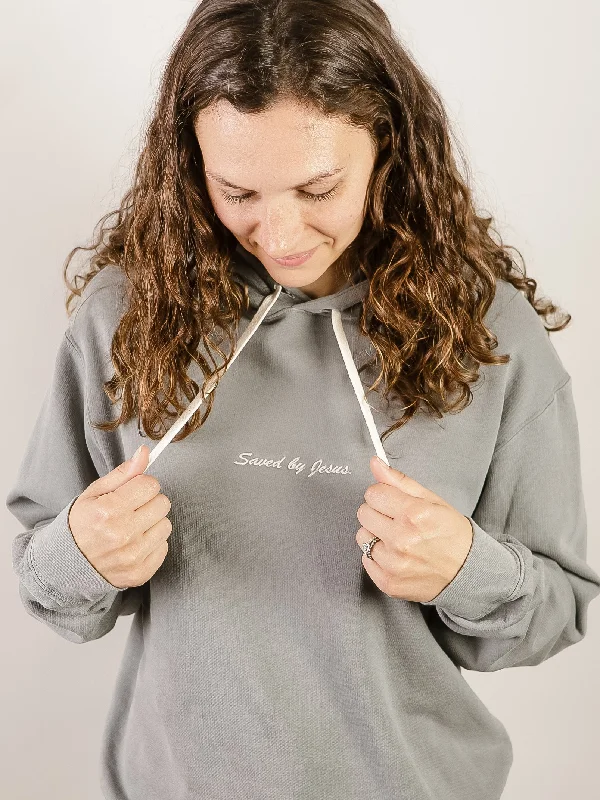 Women's Sweatshirts for All-Day Comfort -Saved By Jesus Comfort Color Embroidery Sweatshirt
