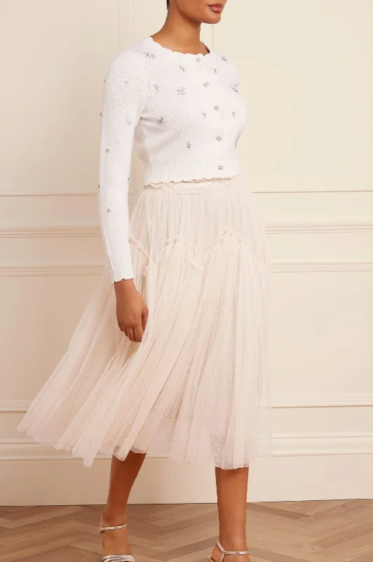 Knit Tops for Trendy Looks-Scattered Floral Embellished Short Cardigan