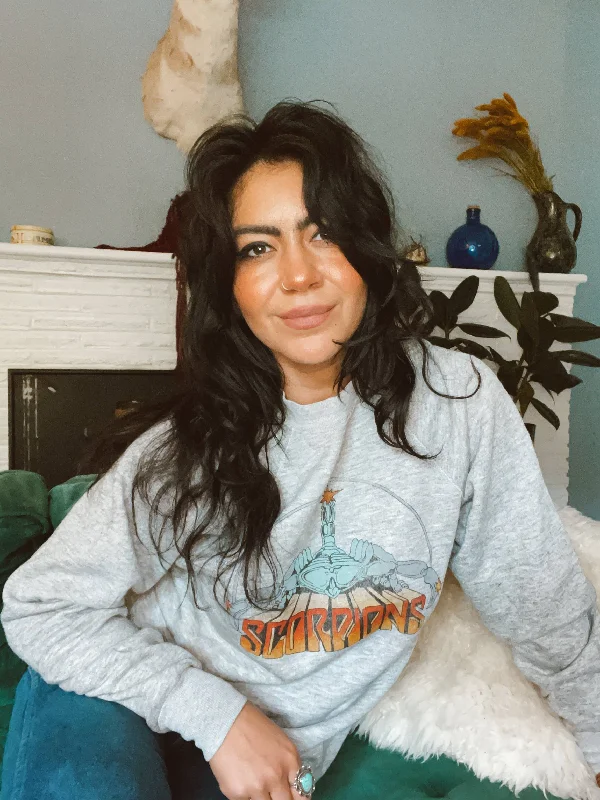 Women's Sweatshirts with Patterned Sleeves -Scorpions Sweatshirt