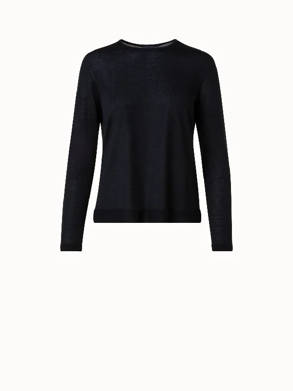 Knit Sweater with Pattern for Women -Seamless Pullover from Cashmere Silk