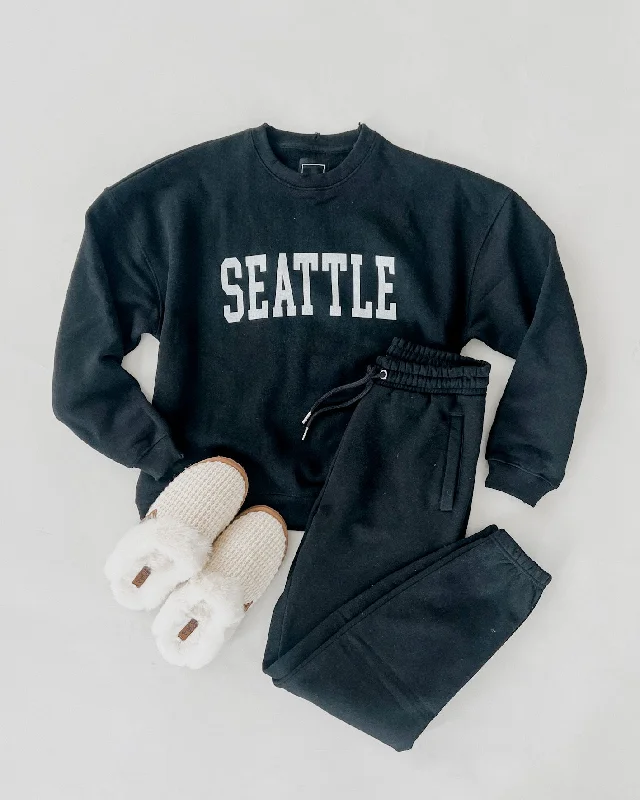 Women's Sweatshirts with Hood and Drawstrings -Seattle Graphic Crew