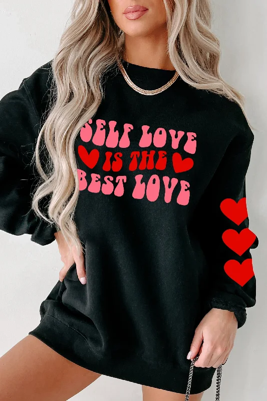 Women's Sweatshirts for Cozy Winter Layers -"Self Love Is The Best Love" Graphic Multiple Shirt Options (Black) - Print On Demand Women's Sweatshirts for Cozy Winter Layers -"Self Love Is The Best Love" Graphic Multiple Shirt Options (Black) - Print On Demand