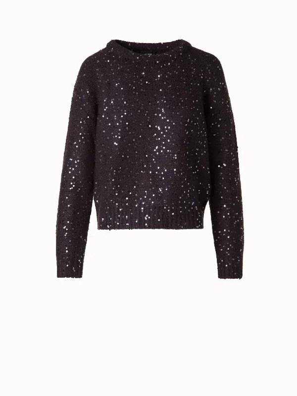 Long Knit Sweaters for Women -Sequined Wool Cashmere Sweater