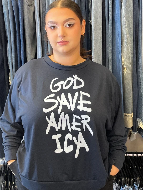 Women's Sweatshirts for Quick Layering -Sew In Love God Save America pullover