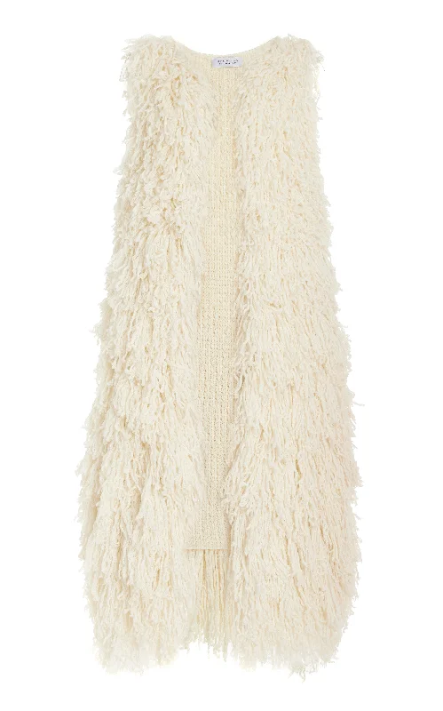 Women's Knit Sweater with Fitted Waist -Sigmud Knit Gilet in Ivory Virgin Wool Cashmere Silk Women's Knit Sweater with Fitted Waist -Sigmud Knit Gilet in Ivory Virgin Wool Cashmere Silk