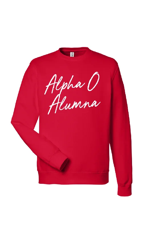 Women's Sweatshirts with Bold Slogan -Signature Alpha O Alumna Crewneck
