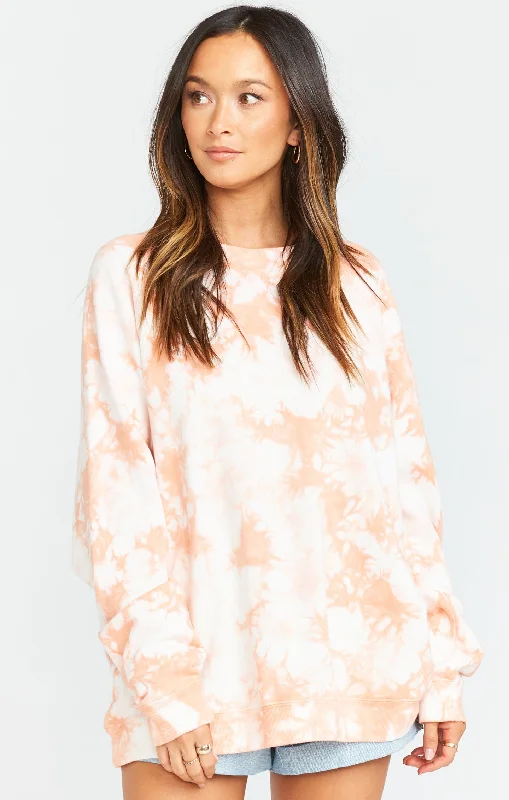 Women's Pullovers Sweater for Workwear Layers-Simon Pullover ~ Creamsicle Tie Dye