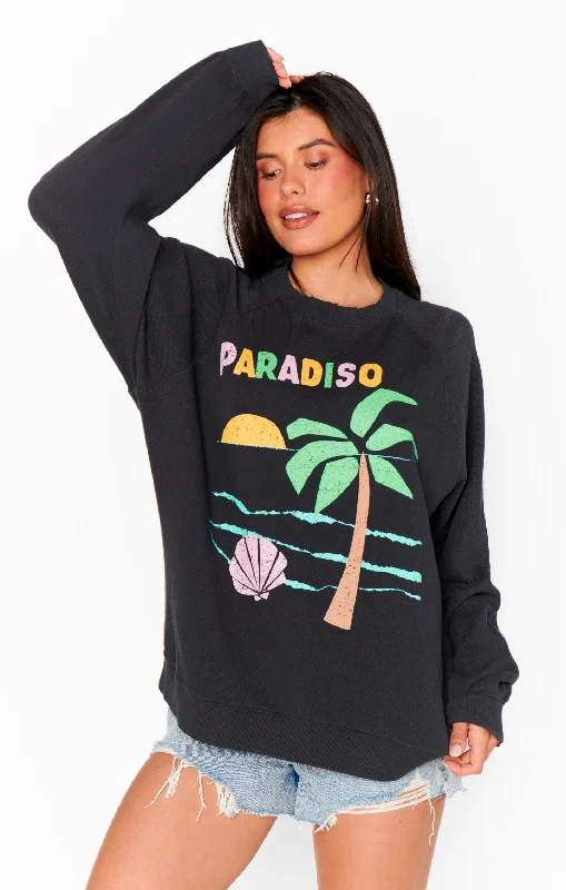 Women's Sweater Pullover with Funnel Neck-Simon Pullover ~ Paradiso Graphic Knit