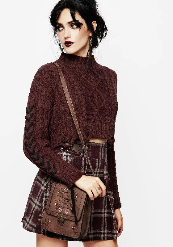 Women's Warm Cashmere Pullovers Sweater-Skulk Distressed Cable Knit Crop Jumper