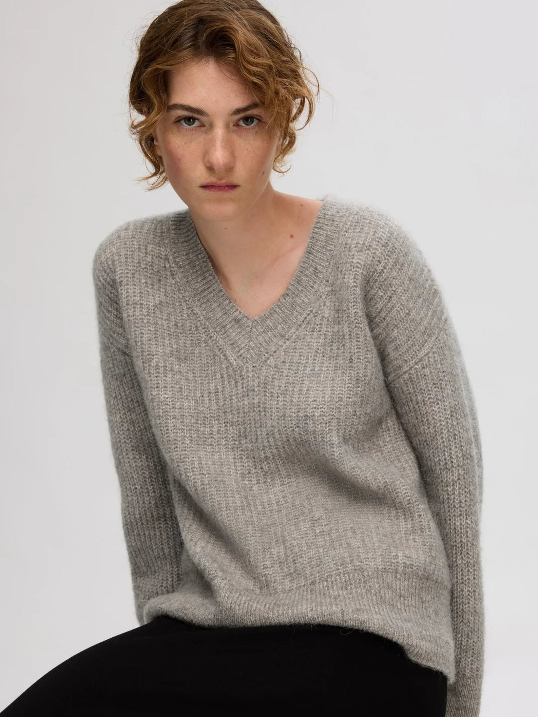 Women's Cool Casual Short Sleeve T-shirt -SLF Alva Melange Knit in Steel Grey