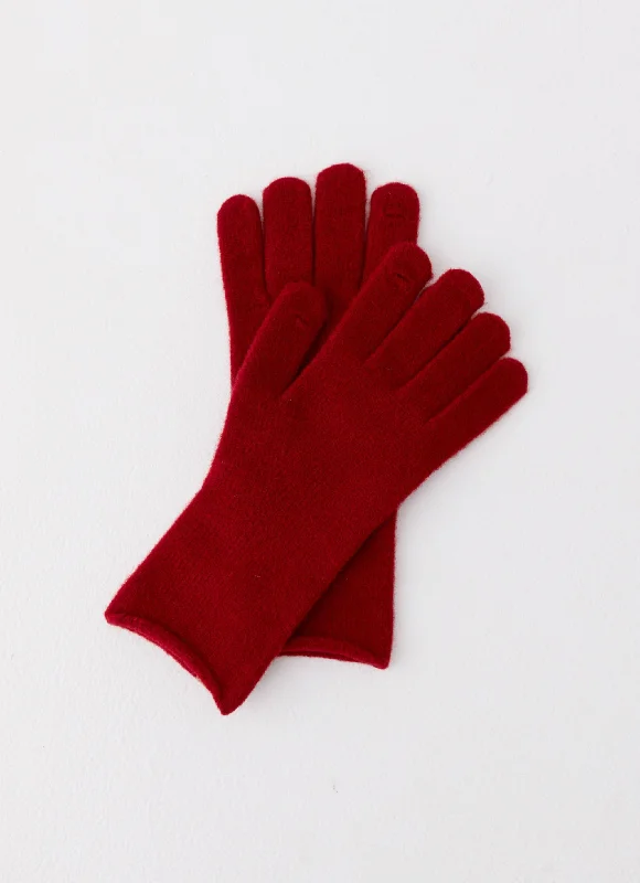 Knit Sweater for Women with Roll Neck -Snow Angel Wool Gloves - Red