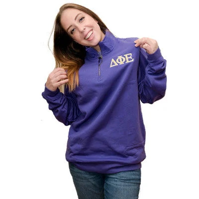 Women's Sweatshirts for Cold and Rainy Days -Sorority Crosswind Quarter Zip Sweatshirt, 2-Color Greek Letters - CR9359 - EMB Women's Sweatshirts for Cold and Rainy Days -Sorority Crosswind Quarter Zip Sweatshirt, 2-Color Greek Letters - CR9359 - EMB