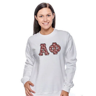 Women's Sweatshirts with Colorful Accent -Sorority Mascot Pattern Printed Crewneck - Gildan 18000 - SUB Women's Sweatshirts with Colorful Accent -Sorority Mascot Pattern Printed Crewneck - Gildan 18000 - SUB