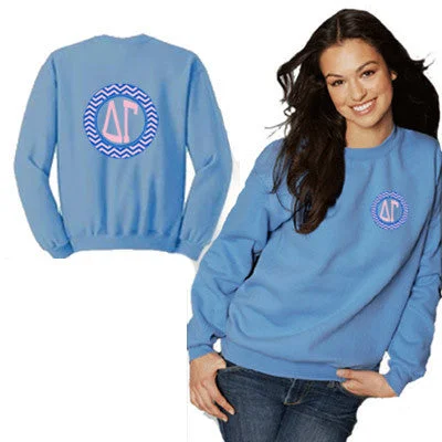 Women's Sweatshirts for Beach Vacations -Sorority Printed Chevron Crewneck Sweatshirt - Gildan 18000 - CAD Women's Sweatshirts for Beach Vacations -Sorority Printed Chevron Crewneck Sweatshirt - Gildan 18000 - CAD