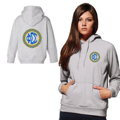 Women's Sweatshirts for Sporty Chic Look -Sorority Printed Chevron Hooded Sweatshirt - Gildan 18500 - CAD Women's Sweatshirts for Sporty Chic Look -Sorority Printed Chevron Hooded Sweatshirt - Gildan 18500 - CAD