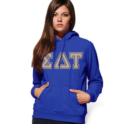 Women's Sweatshirts with Printed Sleeves -Sorority Hooded Sweatshirt, Printed Varsity Letters - Gildan 18500 - CAD Women's Sweatshirts with Printed Sleeves -Sorority Hooded Sweatshirt, Printed Varsity Letters - Gildan 18500 - CAD